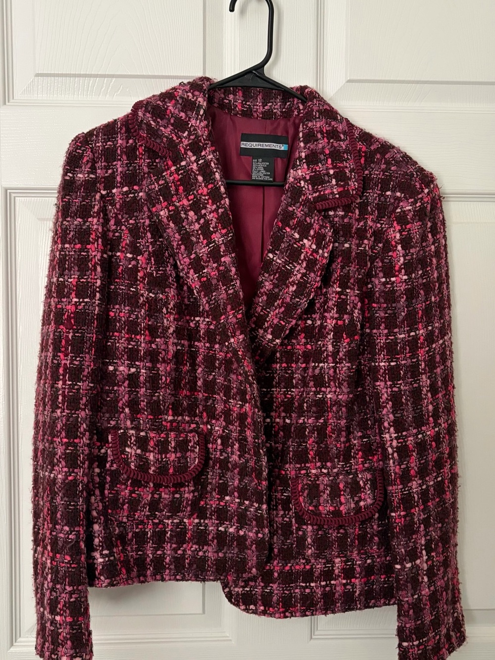 Requirements Pink & Burgundy Tweed Blazer